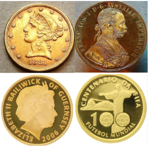 Udenlandske mønter - guld, platin & palladium 