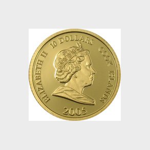 Cook Islands. 10 $  2005. Miniature guldm�nt.
