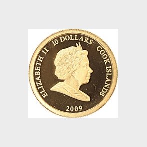  Cook Islands. 10 $  2010. Miniature guldm�nt.