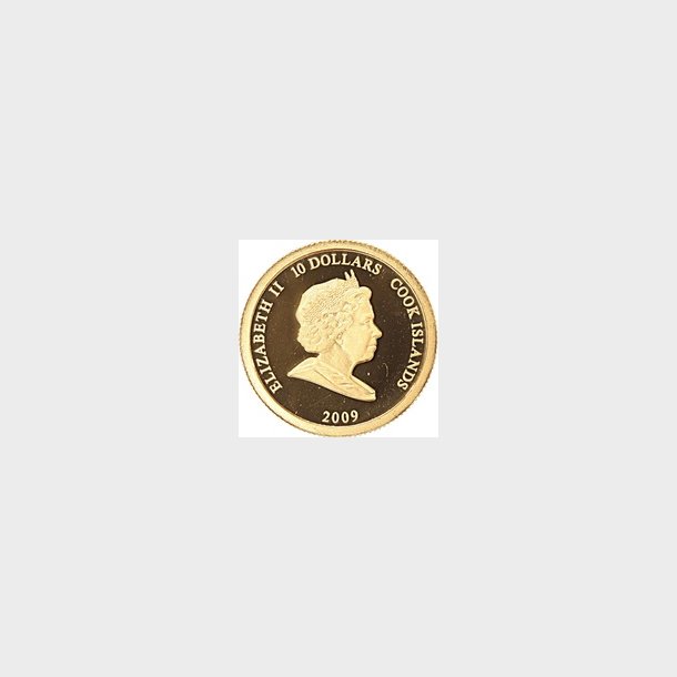  Cook Islands. 10 $  2010. Miniature guldm�nt.