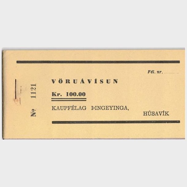 Husavik, Vruuvisun, kr. 100,00
