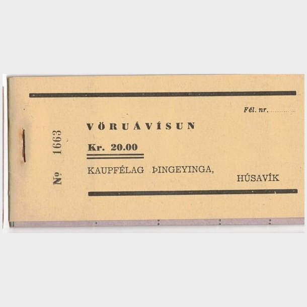 Husavik, Vruuvisun, kr. 20,00