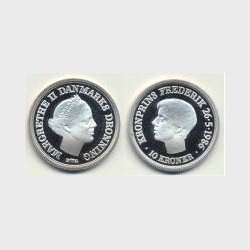 10 krone. Prins Frederiks 18 rs fdselsdag 1986, slv  TILBUD