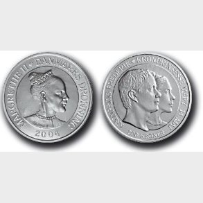 200-krone 2004 i slv. Kronprinseparrets bryllup. TILBUD