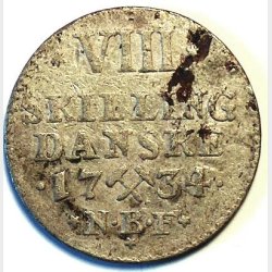 8 skilling 1734 Norge